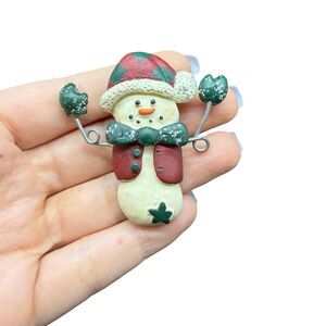Vintage Snowman Brooch Christmas Pin